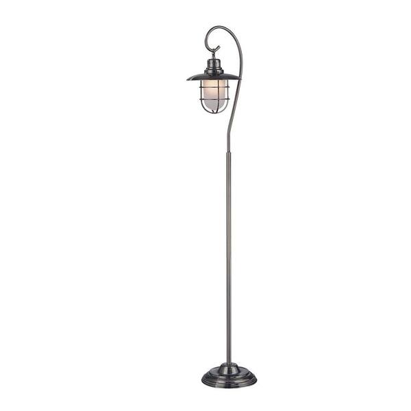 Illumine 59 in. Antique Brass Floor Lamp with Clear Glass