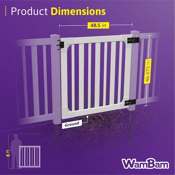 WamBam Fence 4 ft. x 4 ft. Sturbridge Vinyl Fence Gate with Stainless Steel Hardware