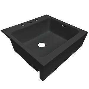 Josephine Summer Night Matte Black Fireclay 25.85 in. Single Bowl Quick-Fit Drop-In Farmhouse Apron Kitchen Sink