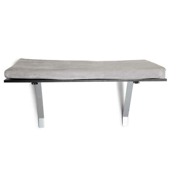 Unbranded Black Gray 24.4 in. W x 11.8 in. D Cat Perch Window Mounted MDF Decorative Wall Shelf Bed with Velvet Cushion for Rest