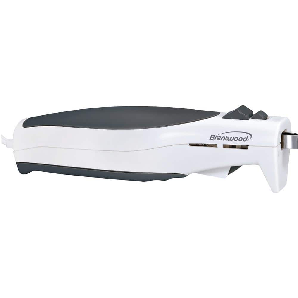 Brentwood 7-Inch White Electric Carving Knife with Stainless Steel Blades