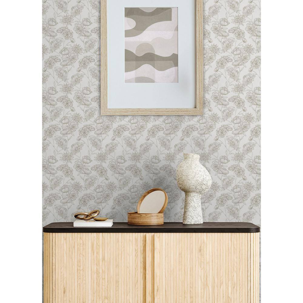 Cream and Gold Floral Self-Adhesive Peel and Stick Wallpaper