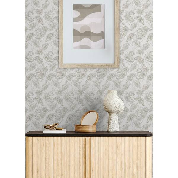 NuWallpaper 216in. x 20.5in. White Gilded Floral Peel and