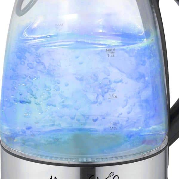 MegaChef 1.7L Clear Glass and Stainless Steel Electric Kettle