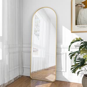 21 in. W x 64 in. H Arched Gold Aluminum Alloy Framed Rounded Full Length Mirror Standing Floor Mirror