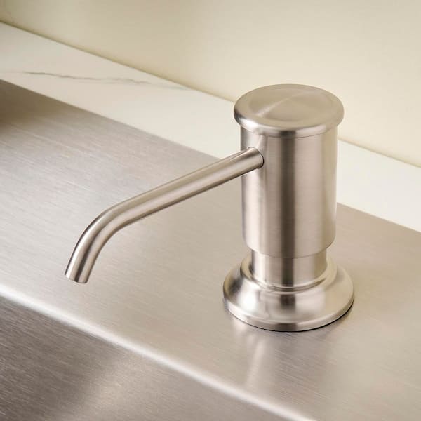 Brushed Nickel Built-In Countertop Dish Soap Hand Lotion Pump with Refillable Bottle