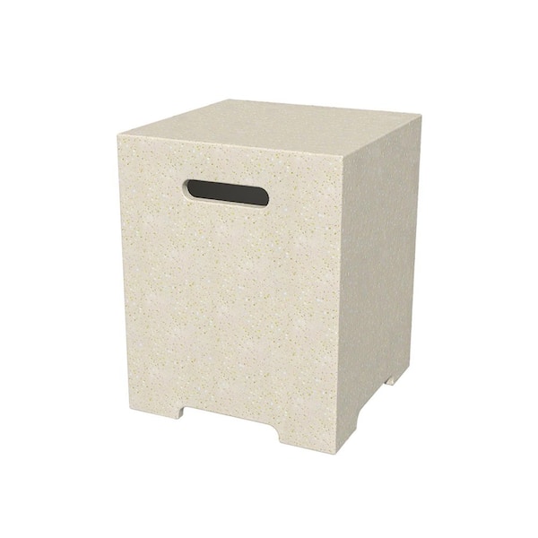 UPHA 20 in. Square Terrazzo Outdoor Propane Tank Cover, Outdoor Side Table