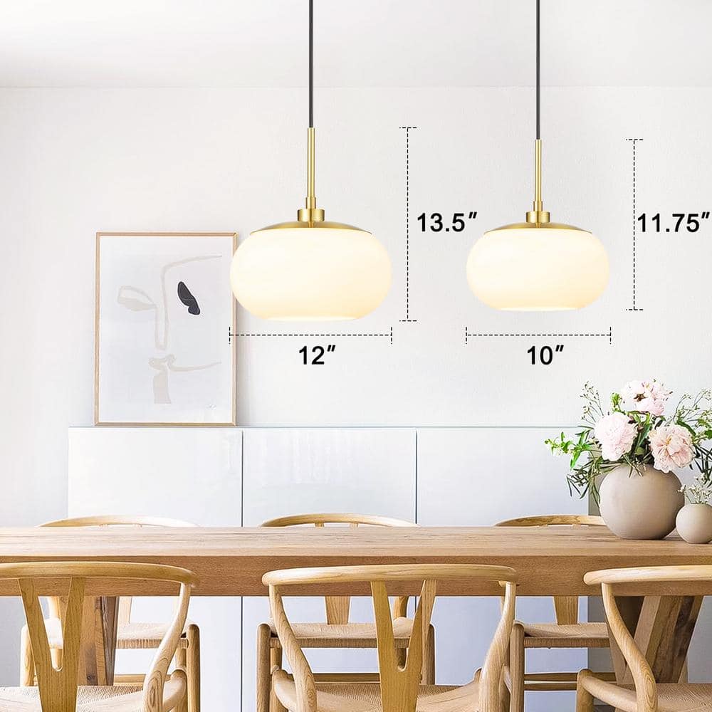 Opal White and Gold Glass Globe Pendant Light