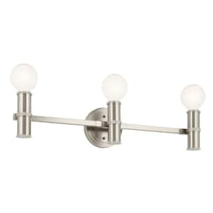 Torche 24.25 in. 3-Light Brushed Nickel Modern Bathroom Vanity Light