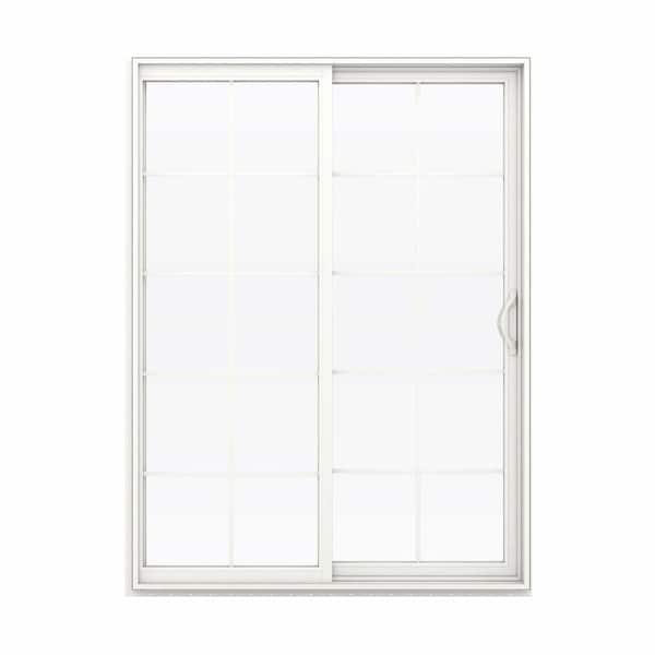 JELD-WEN 60 in. x 80 in. V-2500 White Vinyl Right-Hand 10 Lite Sliding Patio Door w/White Interior