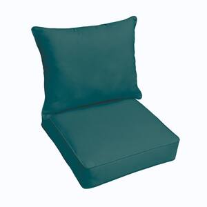 23 in. x 25 in. Deep Seating Outdoor Pillow and Cushion Set in Solid Peacock