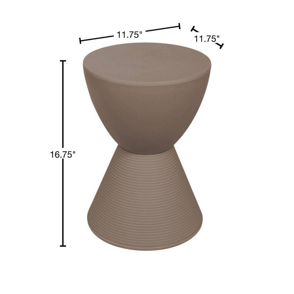 Taupe Round Ribbed Plastic Side Table