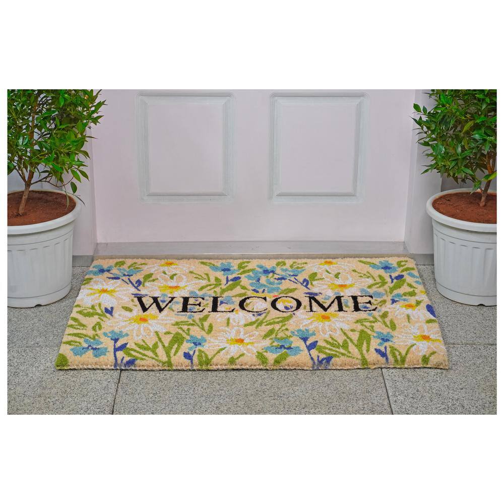 Field of Daisy Welcome Coir Rectangular Indoor/Outdoor Doormat