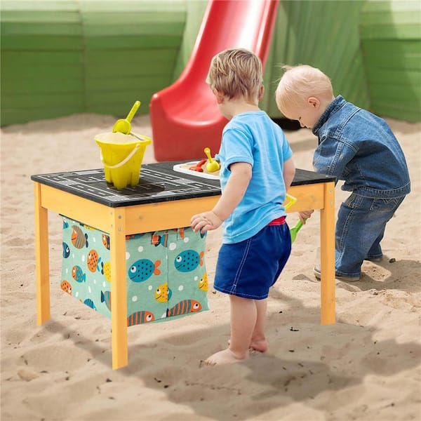 31.5 in. Width Beige 3-in-1 Kids Activity Table with Foldable Water Bin Large Capacity Storage Bag