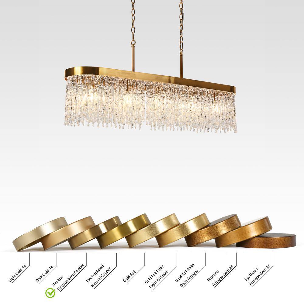 Gold and Clear Glass 5-Light Kitchen Island Chandelier