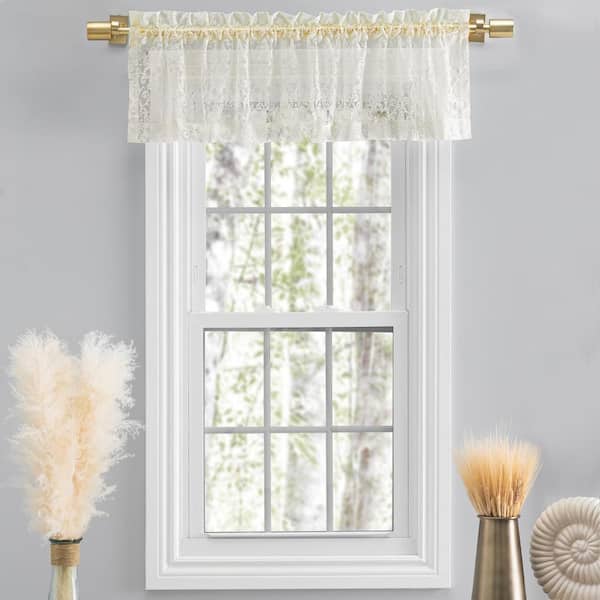 Ricardo Trading 14 in. L x 54 in. W Woven Lace Natural Polyester Light Filtering Window Valance