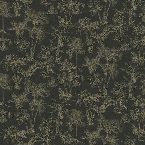Advantage Zapata Gold Tropical Jungle Non-Pasted Vinyl Wallpaper