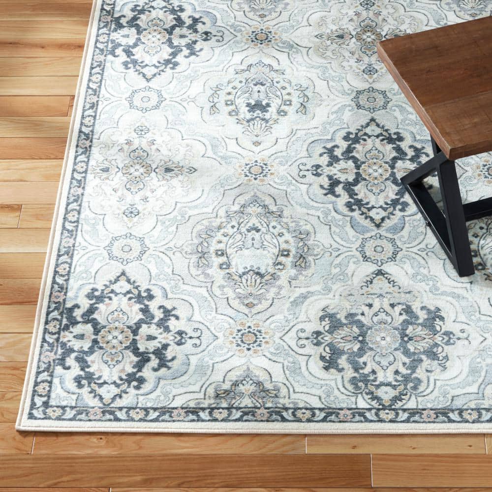 Gray and Blue Synthetic Tufted Rectangular 8' x 10' Area Rug