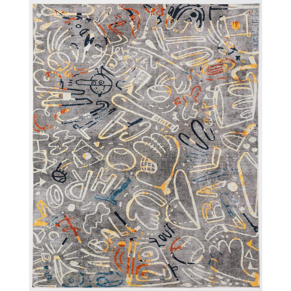KALATY Sportsglyphs MultiColored 6 ft. x 8 ft. Abstract Area Rug