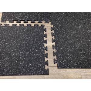 Black with Gray Speck 24 in. x 24 in. Finished Side Recycled Rubber Floor Tile (16 sq. ft./ case)
