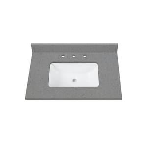 31 in. W x 22 in. D Quartz Vanity Top in Lotte Radianz Contrail Matte with White Rectangular Single Sink