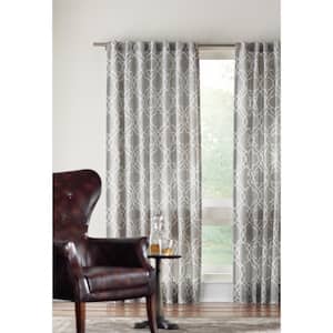Floral Cottage Pewter Cotton 50 in. W x 63 in. L Light Filtering Single Rod Pocket Curtain Panel