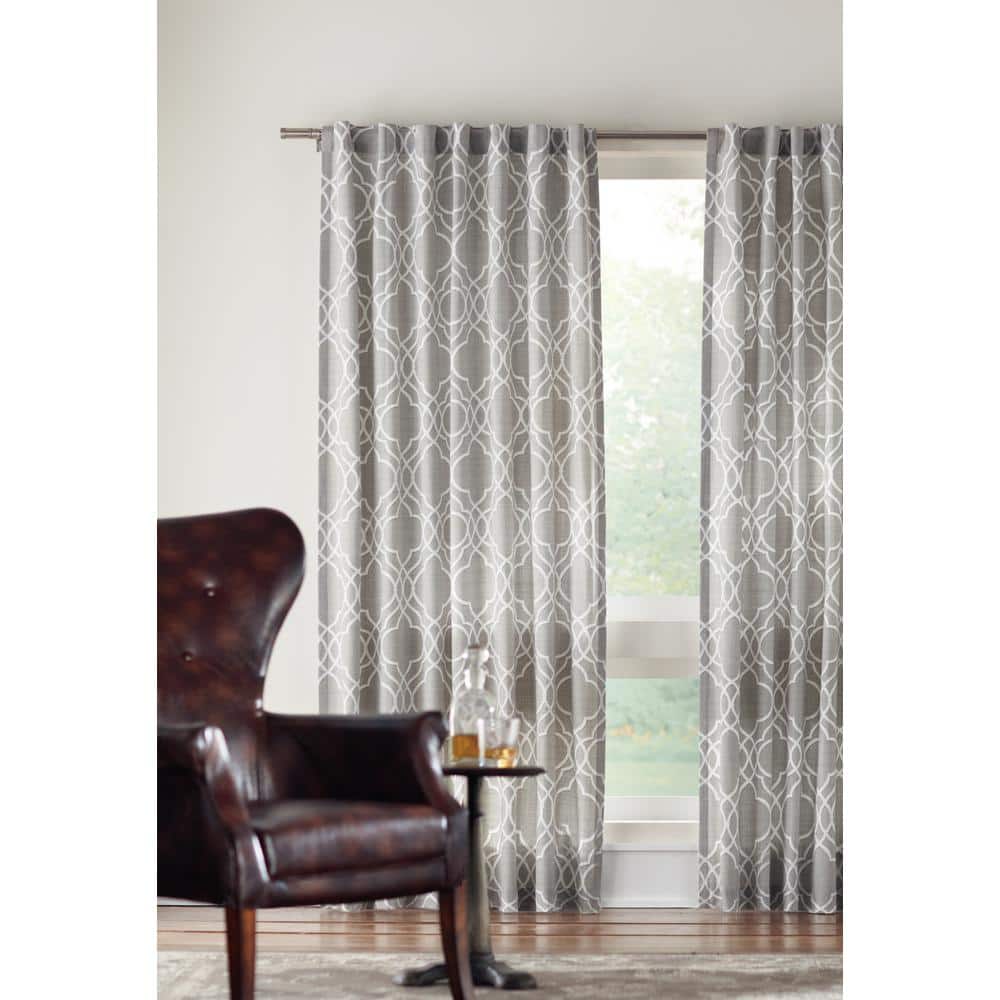 Garden Gate Pewter Floral Cotton 50 in. W x 63 in. L Light Filtering Single Rod Pocket Back Tab Curtain Panel product image for price tracking