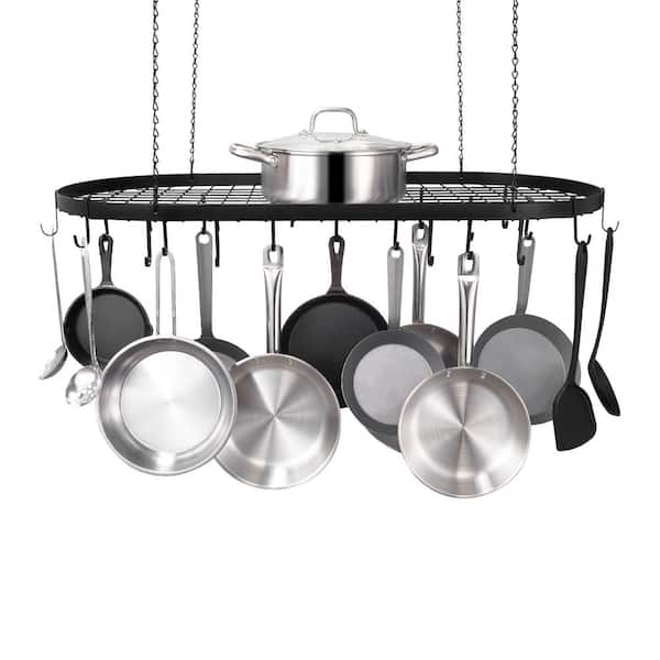 36 in. Hanging Pot Rack, Ceiling Mount Pot Rack with 20 S Hooks, 80 lbs. Load Capacity, for Home, Kitchen, Restaurant