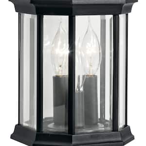 Chesapeake 14.75 in. 3-Light Black Outdoor Hardwired Wall Lantern Sconce with No Bulbs Included (1-Pack)