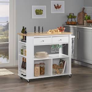 Cato White Kitchen Cart with Storage
