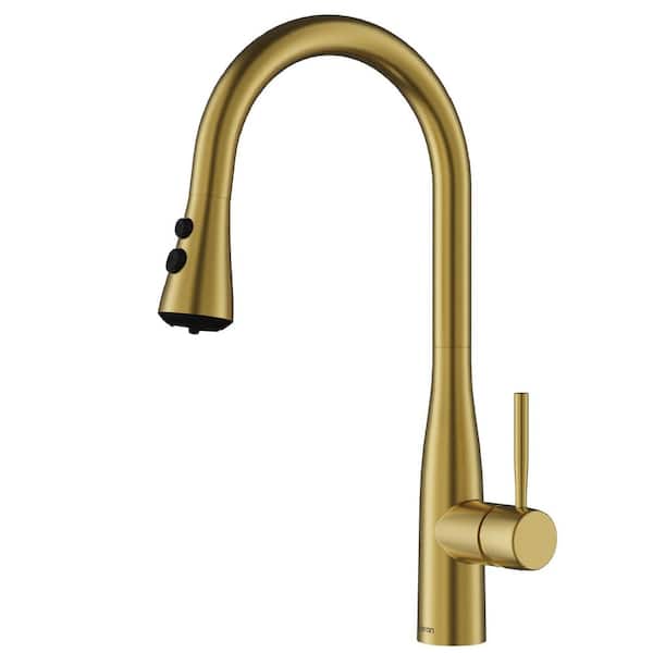 Faraday Single Handle Pull-Down Sprayer Kitchen Faucet in Spot-Free Brushed Gold