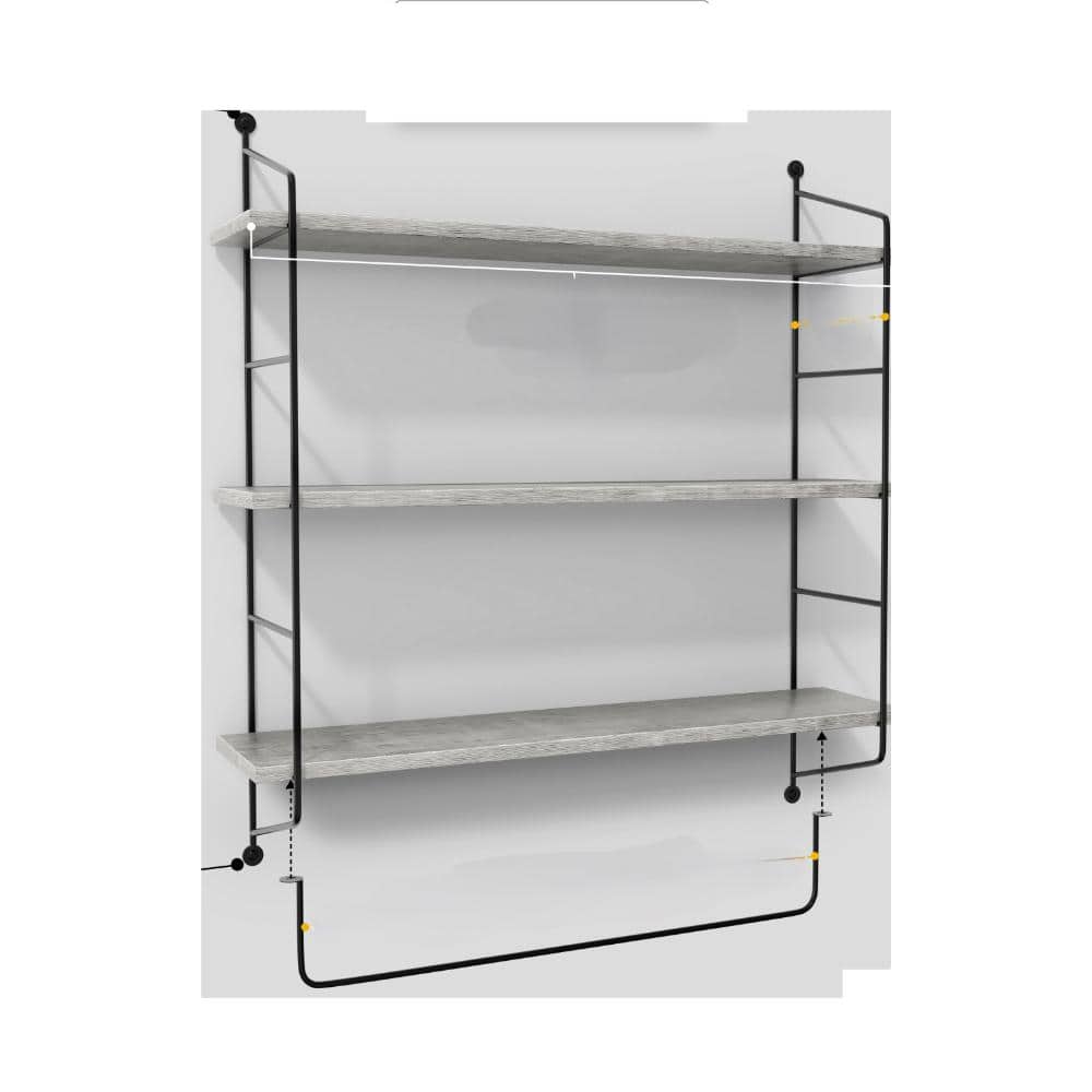 3-Tier Floating Bathroom Shelves, 6 in. W x 23.62 in. D in Walnut Brown Wood, Decorative Wall Shelf - Gray price history on PriceWatchPro