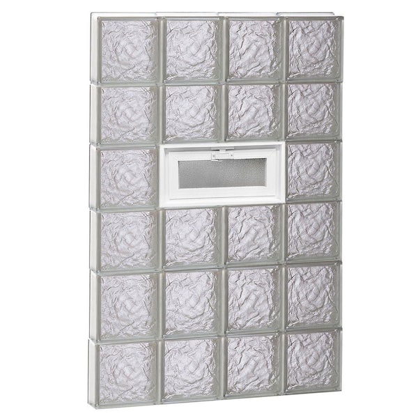 Clearly Secure 31 in. x 46.5 in. x 3.125 in. Frameless Ice Pattern Vented Glass Block Window