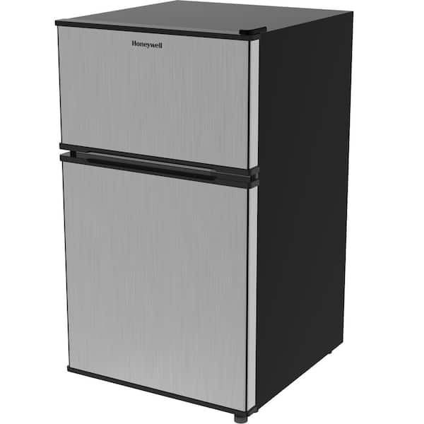 Honeywell 3.1 Cu Ft Compact Refrigerator, 2 Door Mini Fridge with Freezer,  Stainless Steel - H31MRS
