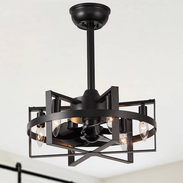 Oaks Aura Wilson 18 in. Indoor Black Futuristic Tech Ceilling Fan with Lights, 6-Speed Quiet Reversible Ceiling Fan with Remote