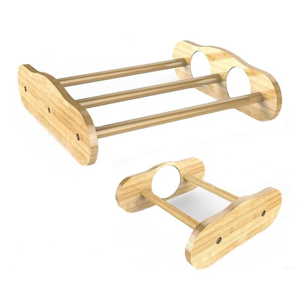 KIWDZFU Bamboo Chick Perch with Mirror and Mini Roosting Bar Set Training Perch for Large Bird Hens Parrots, 2 Pack Equipment