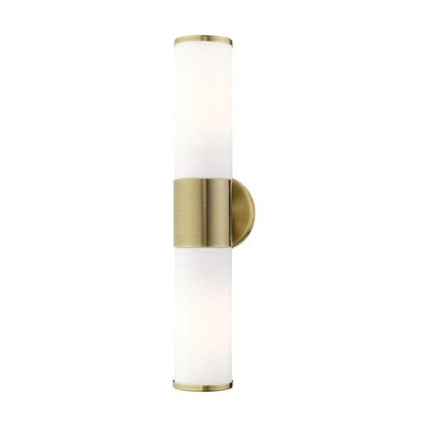 AVIANCE LIGHTING Crestmoor 2 Light Antique Brass ADA Vanity Sconce