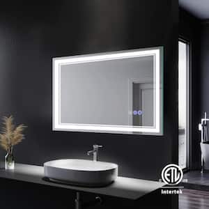 40 in. W x 24 in. H Rectangular Large Frameless Anti-Fog Bright Front LED Light Wall Mounted Bathroom Vanity Mirror