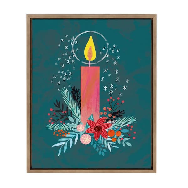 Kate and Laurel Sylvie Holiday Candle 24 in. x 18 in. Framed Canvas by Mia Charro Framed Canvas Wall Art