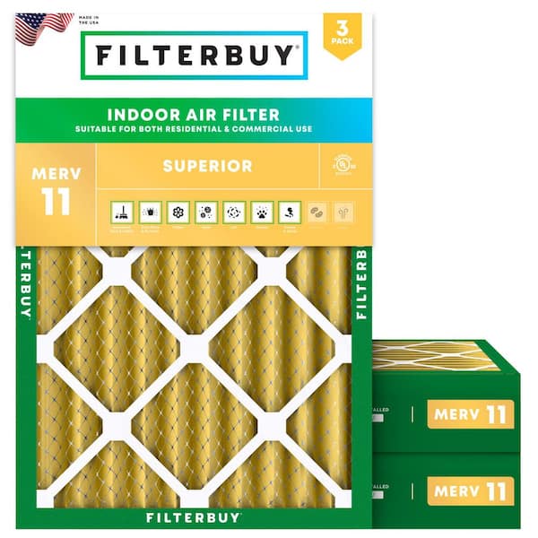 8 in. x 14 in. x 4 in. MERV 11 (FPR 7) Allergen Defense Pleated HVAC AC Furnace Air Filters Replacement (3-Pack)