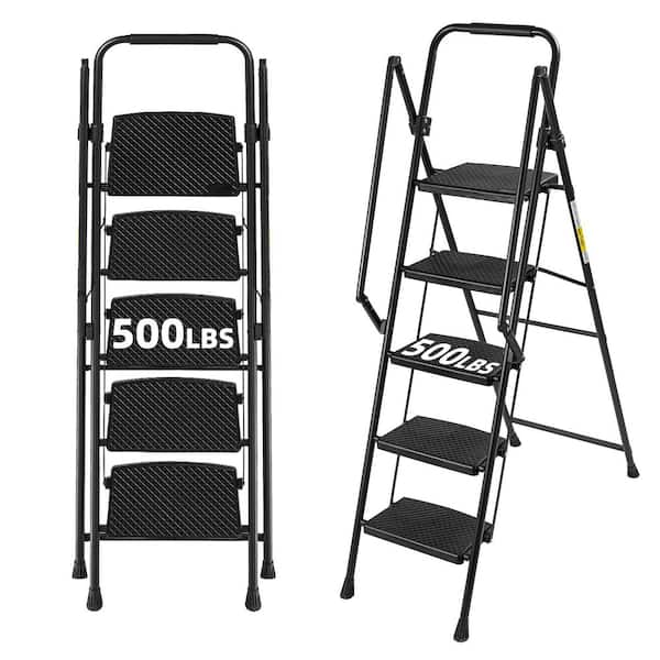 マステロール Huluwat 5 ft. Reach 5-Step Folding Ladder with Anti Slip Wide