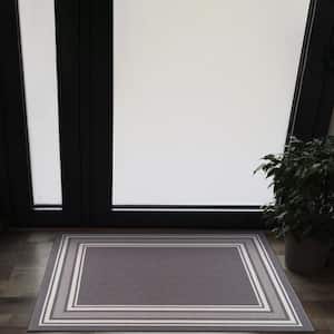 2 X 3 Gray Carmel Bordered Non Slip Doormat Indoor Area Rug