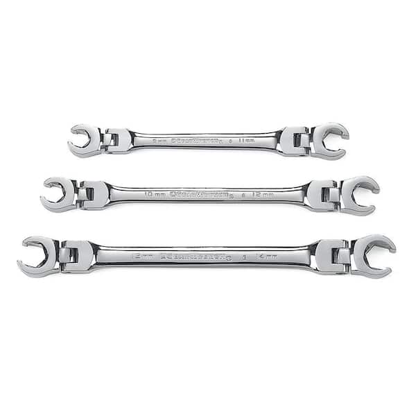 3 piece Flare Nut Wrench Set Metric Brake Line Wrenches 10 12 13 14 15 17 mm NEW