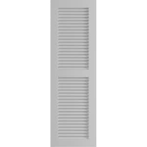 12" x 28" True Fit PVC Two Equal Louver Shutters, Primed (Per Pair)