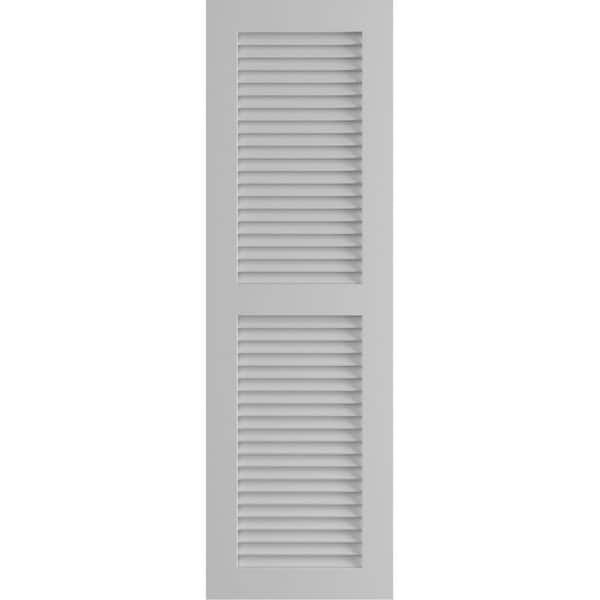 Ekena Millwork 12" x 66" True Fit PVC Two Equal Louver Shutters, Primed (Per Pair)