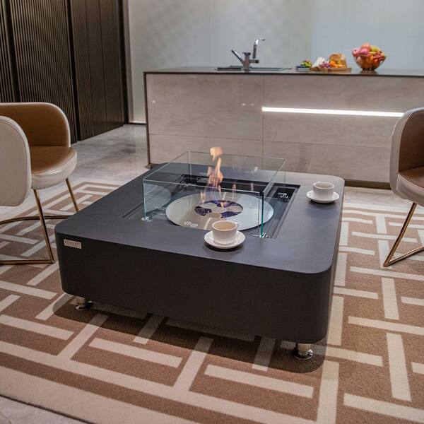 Elementi Perth 40 in.Concrete Ethanol Fire Pit Table in Slate Black