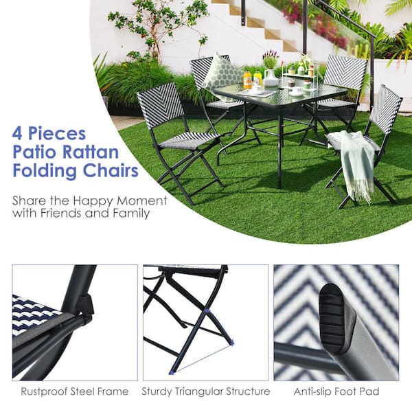 Rattan folding chair discount set