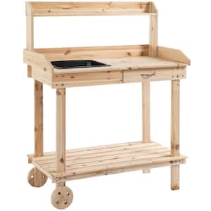 36.25 in. W x 46.75 in. H Wooden Potting Bench Work Table