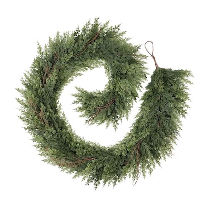 6 ft. Artificial Christmas Garland with Twig Accents, Faux Cedar Garland for Indoor Christmas Mantel Stair Railing Decor