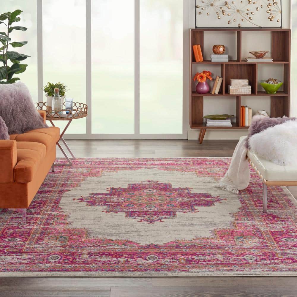 Regal Faux-Faded Ivory and Blue XXXL Traditional Area Rug